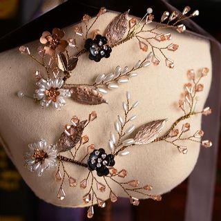 Wedding Set: Rhinestone Branches Headpiece + Hair Clip 1 Pair - Headpiece & Hair Strap - As Shown In Figure - One Size