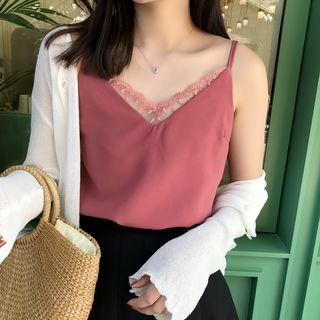 Lace Trim Chiffon Cami Top