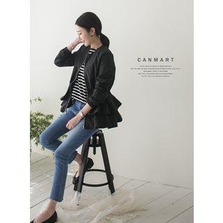 Ruffle-hem Zip-up Jacket