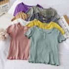 Ruffled-trim Short-sleeve Crop T-shirt In 9 Colors