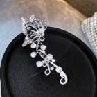 Wings Rhinestone Alloy Earring 1 Pc - Right - Butterfly - Silver - One Size