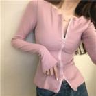 Long-sleeve Slim-fit Zip-up Top