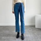 Slit-front Boot-cut Jeans With Sash