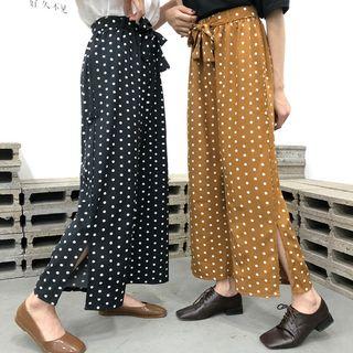 Dotted Cropped Wide-leg Pants