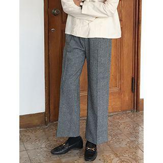 Zip-front Herringbone Dress Pants