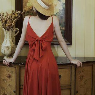 Spaghetti Strap Midi A-line Dress / Cropped Cardigan / Set