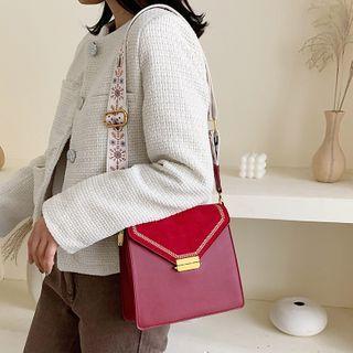 Paneled Printed Strap Crossbody Bag
