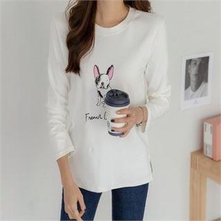 Round-neck Dog Print T-shirt