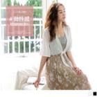 Short-sleeve Tie-front Cropped Chiffon Top