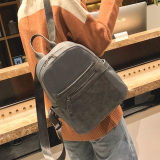 Faux-leather Panel Oxford Backpack