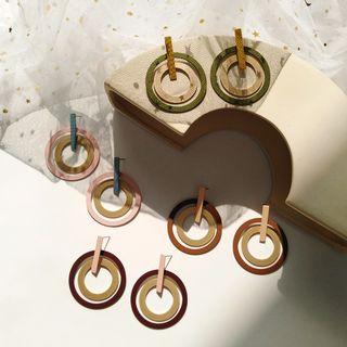Wood & Alloy Hoop Earring