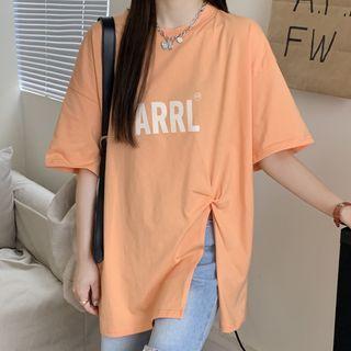 Lettering Twist Slit T-shirt