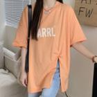 Lettering Twist Slit T-shirt