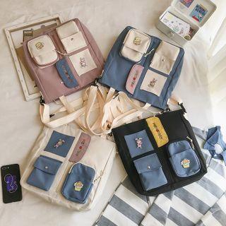 Lettering Embroidered Lightweight Shoulder Bag