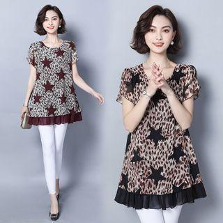 Short-sleeve Star Pattern Chiffon Top