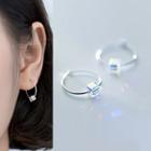 925 Sterling Silver Rhinestone Cube Hoop Earring S925 Silver - Multicolor Square - Silver - One Size