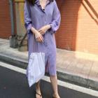 Button-through Relaxed-fit Midi Shirtdress Purple - One Size