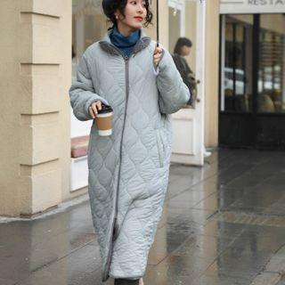 Reversible Fleece-lined Midi Padded Coat
