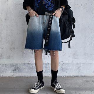 Dip-dyed High-waist Denim Shorts