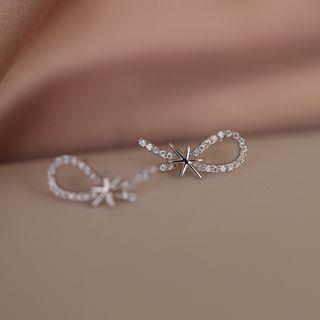 925 Sterling Silver Rhinestone Knot & Star Earring