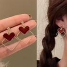 Sterling Silver Heart Drop Earring / Clip-on Earring