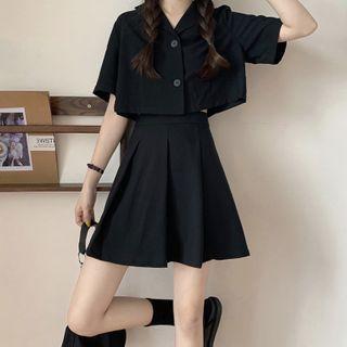 Crop Shirt / Pleated Skirt