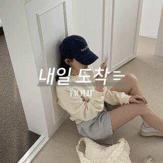 [hour] Raglan-sleeve Crop Sweatshirt