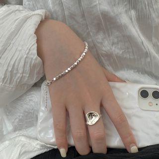 Irregular Sterling Silver Open Ring Silver - Size 14
