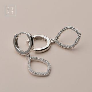 Rhinestone Waterdrop Earring 1 Pair - As Shown In Figure - One Size