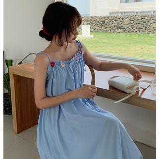 Flower-accent Spaghetti-strap Dress