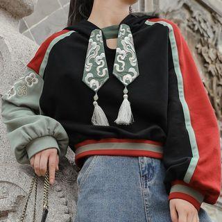 Color Block Tassel Hoodie