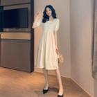 Lace Panel Square Collar A-line Dress