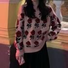 Rose Print Sweater Rose - One Size