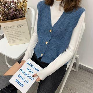 Mock Long-sleeve Top /plain Vest