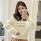 Long-sleeve Letter Embroidered Hooded Pullover