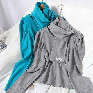 Set: Long-sleeve T-shirt + Applique Scarf