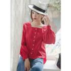 Square-neck Dip-back Blouse