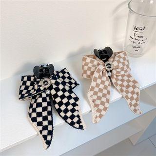 Bow Checker Knit Hair Clamp