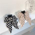 Bow Checker Knit Hair Clamp