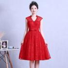 V-neck Lace Cocktail Dress