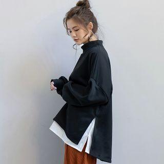 Mock Two-piece Slit Sweatshirt