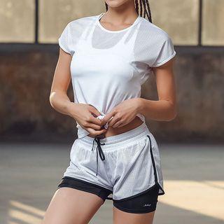 Set: Short Sleeve T-shirt + Drawstring Sports Shorts