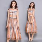 Stripe Midi Chiffon Dress