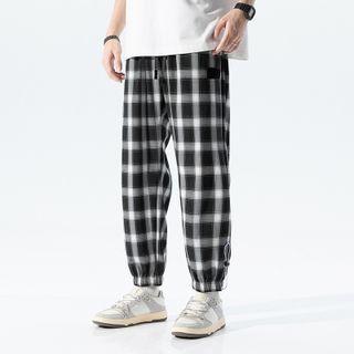 Plaid Jogger Straight-leg Pants