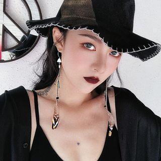 Feather Drop Hoop Earrings