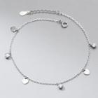 Heart Rhinestone Sterling Silver Anklet 1 Pc - Heart Rhinestone Sterling Silver Anklet - Silver - One Size