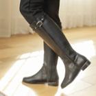 Belted Fleece-lined Long Boots