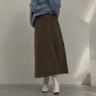 Stitched Corduroy A-line Long Skirt