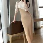Two-tone Knit Midi Dress