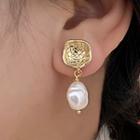 Geometry Faux Pearl Drop Earring 1 Pair - Gold & White - One Size